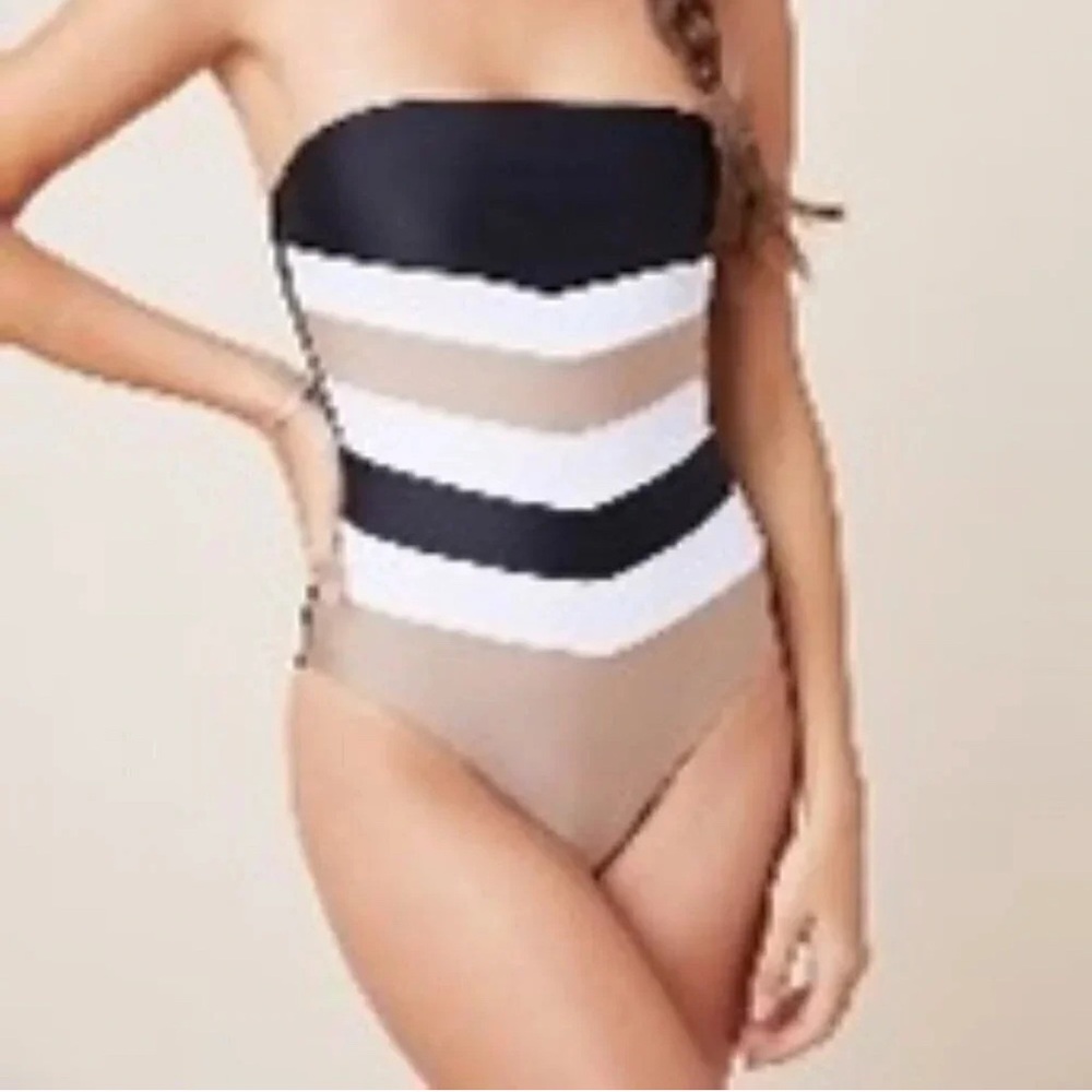 NWT Anthropologie PilyQ Striped Strapless Swimsuit